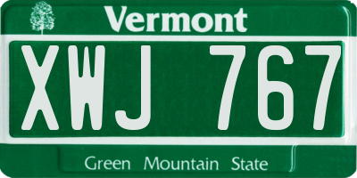 VT license plate XWJ767