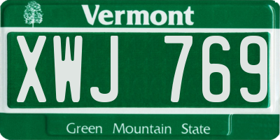 VT license plate XWJ769