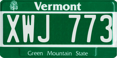 VT license plate XWJ773