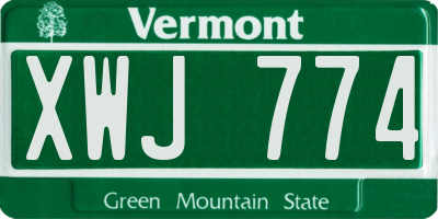 VT license plate XWJ774