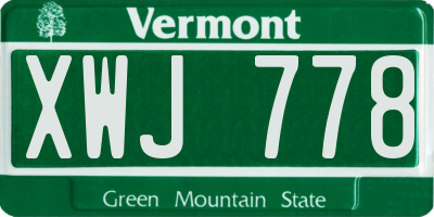 VT license plate XWJ778