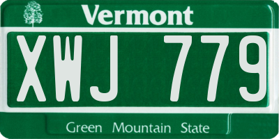 VT license plate XWJ779