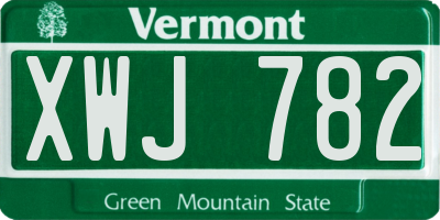 VT license plate XWJ782