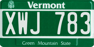 VT license plate XWJ783