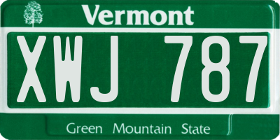 VT license plate XWJ787