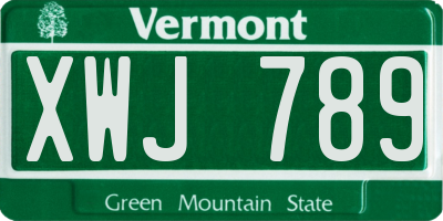 VT license plate XWJ789