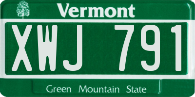 VT license plate XWJ791