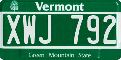 VT license plate XWJ792