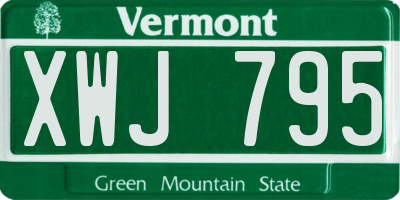 VT license plate XWJ795