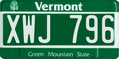 VT license plate XWJ796