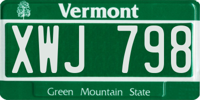VT license plate XWJ798