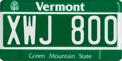 VT license plate XWJ800
