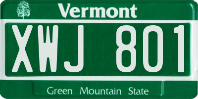 VT license plate XWJ801