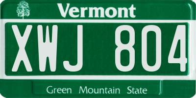 VT license plate XWJ804