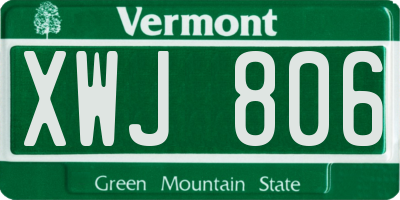 VT license plate XWJ806