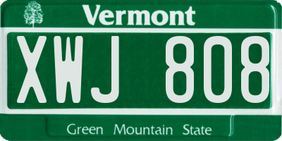 VT license plate XWJ808