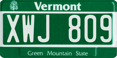 VT license plate XWJ809