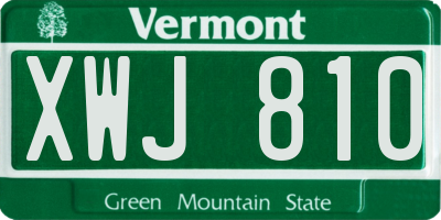VT license plate XWJ810