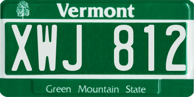VT license plate XWJ812