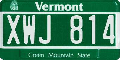 VT license plate XWJ814