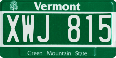 VT license plate XWJ815