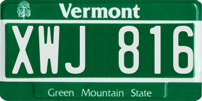 VT license plate XWJ816