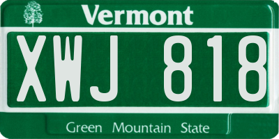 VT license plate XWJ818