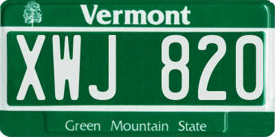 VT license plate XWJ820