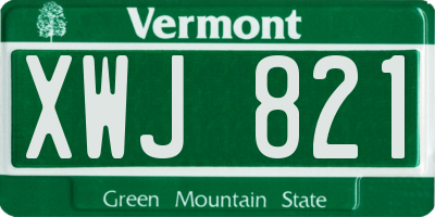 VT license plate XWJ821