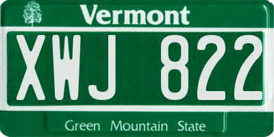 VT license plate XWJ822