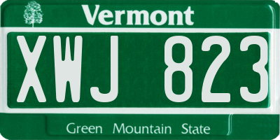 VT license plate XWJ823