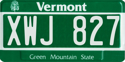 VT license plate XWJ827