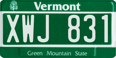 VT license plate XWJ831
