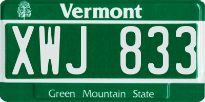 VT license plate XWJ833