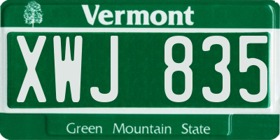 VT license plate XWJ835
