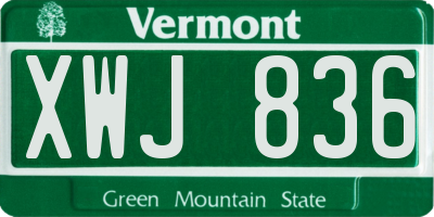 VT license plate XWJ836
