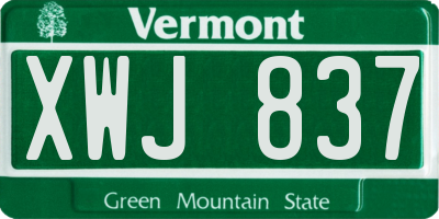 VT license plate XWJ837