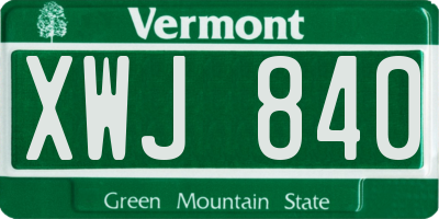 VT license plate XWJ840