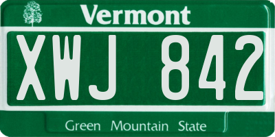 VT license plate XWJ842