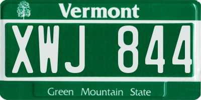 VT license plate XWJ844