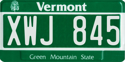 VT license plate XWJ845