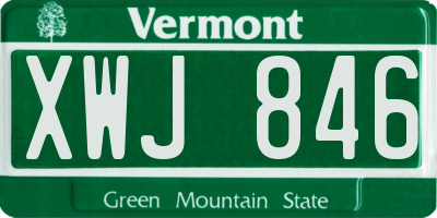 VT license plate XWJ846