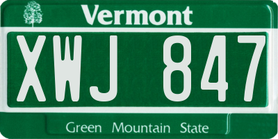 VT license plate XWJ847