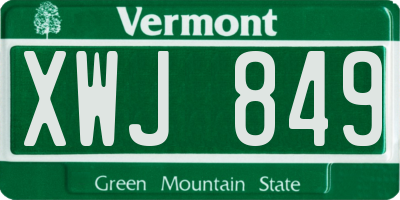 VT license plate XWJ849