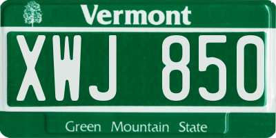 VT license plate XWJ850