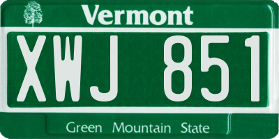VT license plate XWJ851