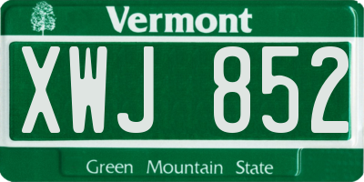 VT license plate XWJ852