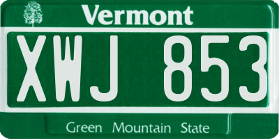 VT license plate XWJ853