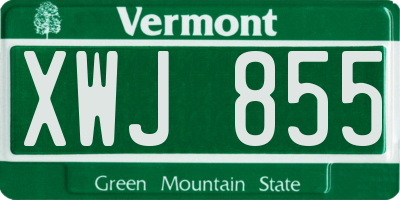 VT license plate XWJ855