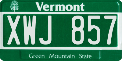 VT license plate XWJ857